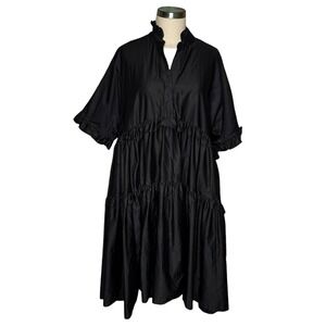 DEVOTION TWINS Black Ruffle Tiered Midi Dress One Size Gothic Witchy O/S Glam